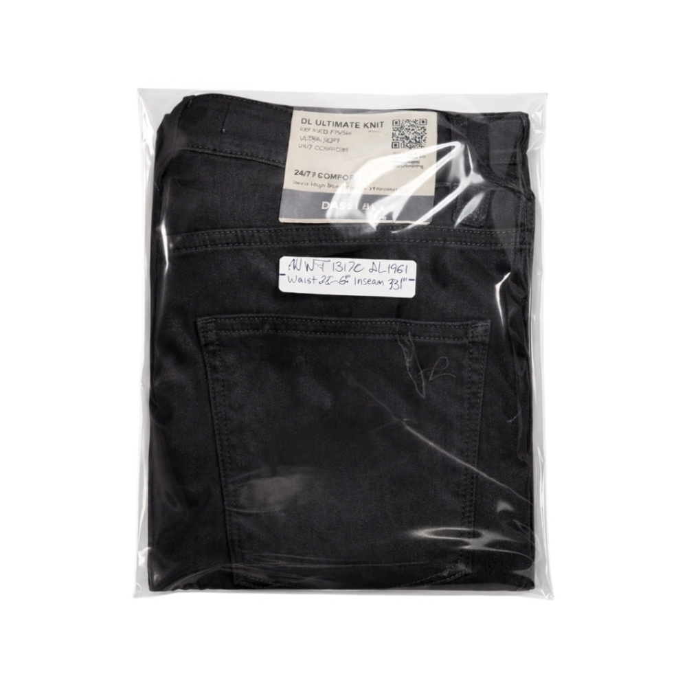 DL1961 Emilie Straight Black Coated Ultimate Knit Ultra High Rise 31" Jeans - Picture 15 of 15